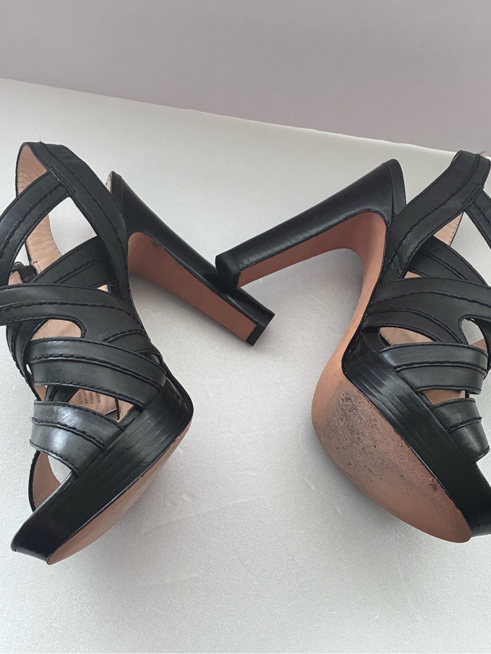 Coach Black Leather Crisscross Slingback Heels - Picture 4 of 8